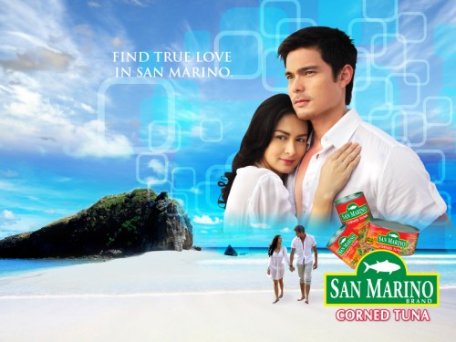 San Marino Corned Tuna Wallpaper Featuring Dingdong Dantes and Marian Rivera