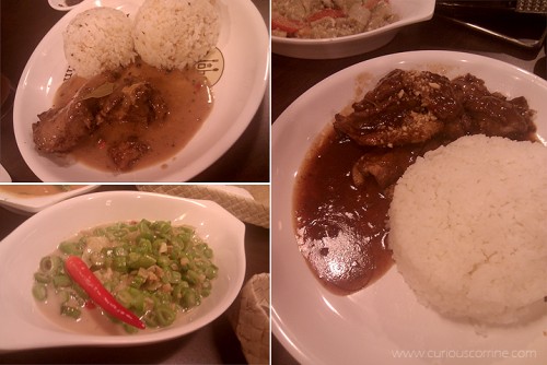 (L-R) Chicken Adobo sa Gata, GIsing-Gising and Modern Nutty Pork Adobo